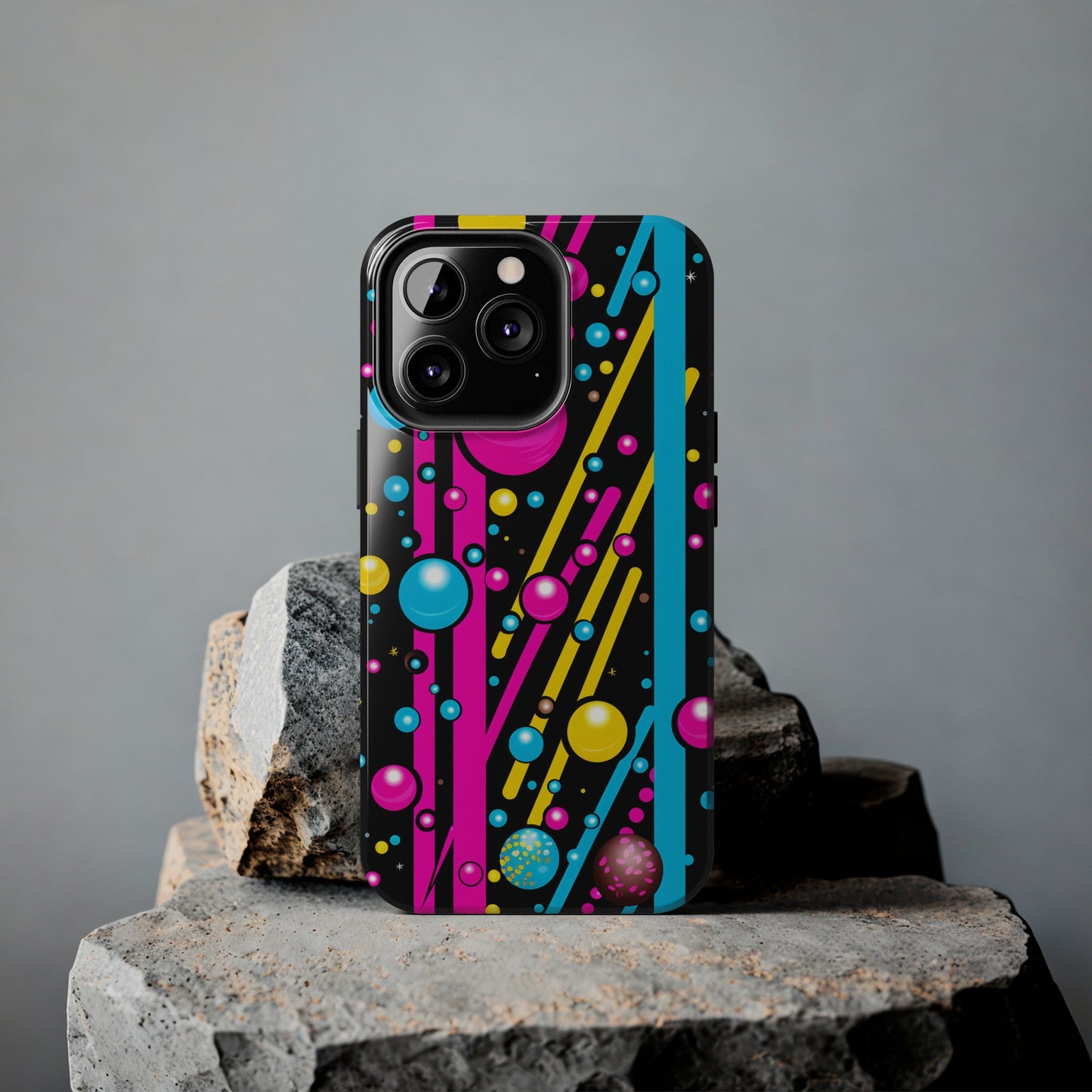 Retro Geometric Psychedelic iPhone Case | A Nostalgic Trip to Colorful Dimensions