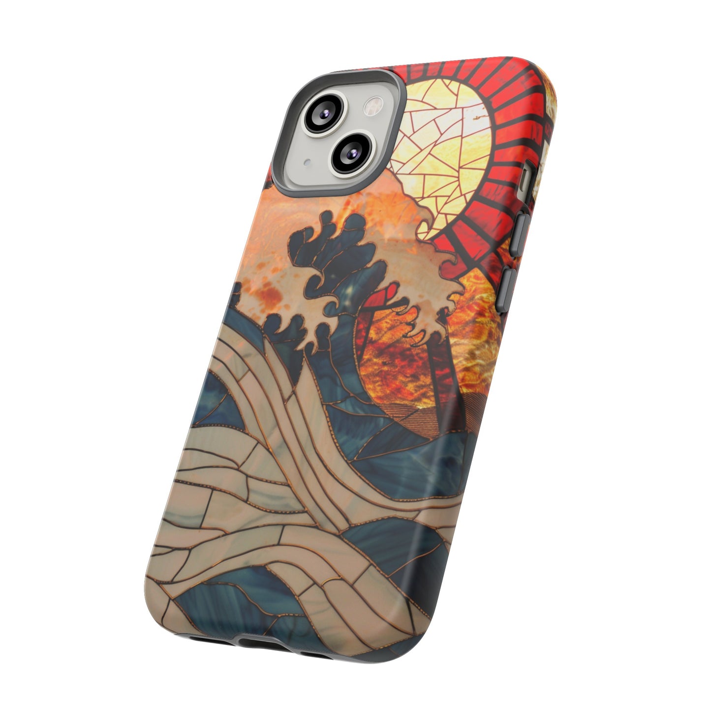 Japanese Rising Sun Phone Case Stained Glass Ocean Wave