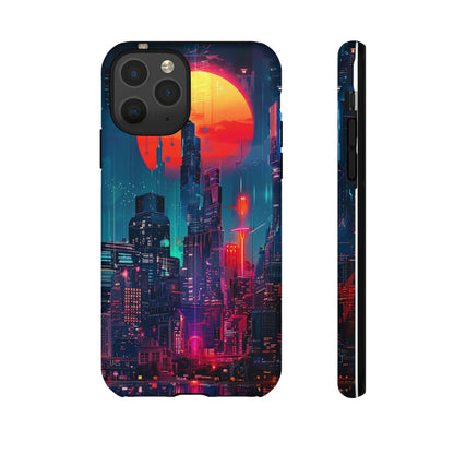 Cyberpunk Full Moon Cityscape Phone Case