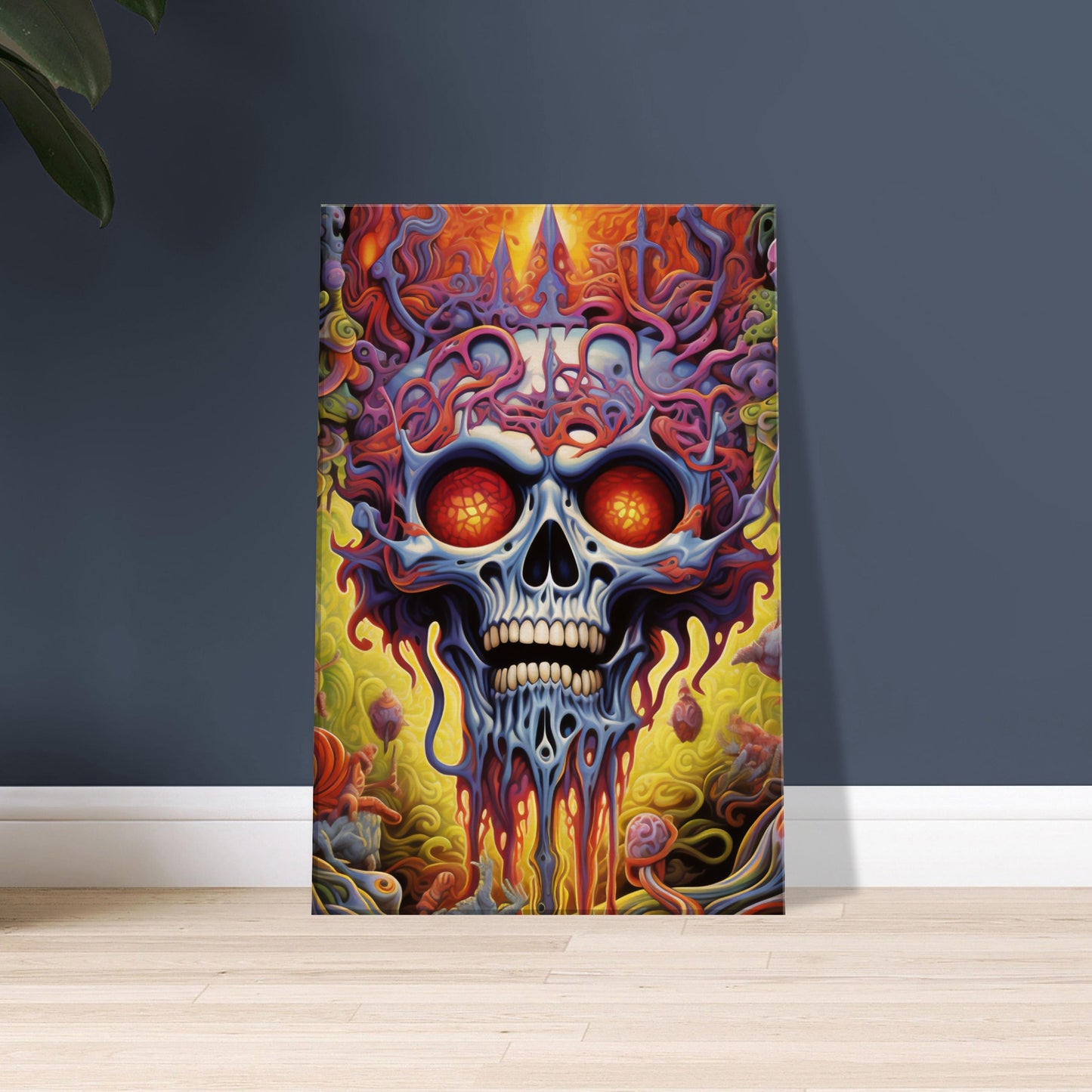 Melting Skull psychedelic art canvas