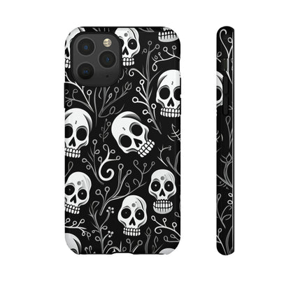 Join the Goth Side: Black Skull Floral Print | Mystical Elegance Case for iPhone, Samsung Galaxy, and Google Pixel