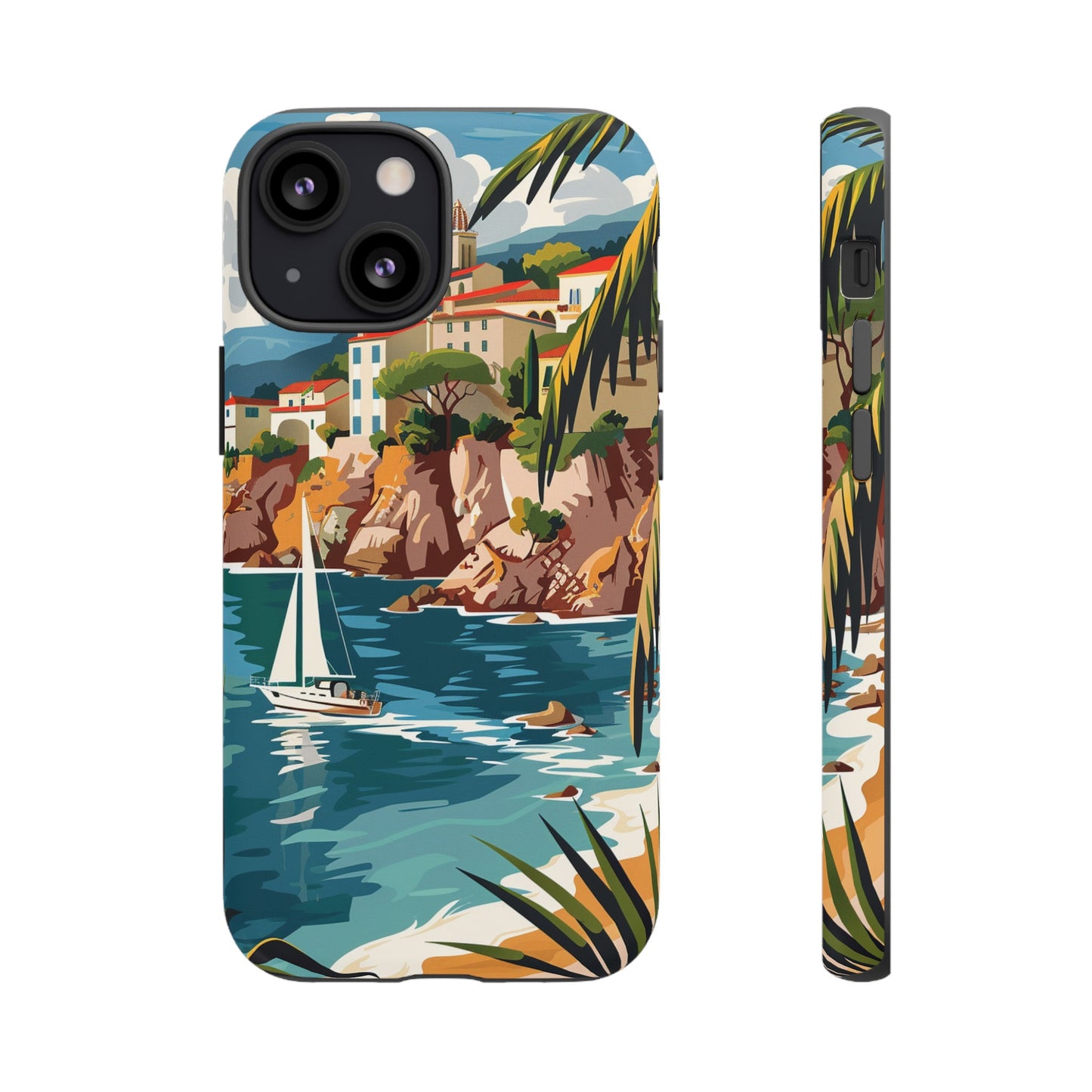 Midcentury French Riviera Sailboat Painting Phone Case