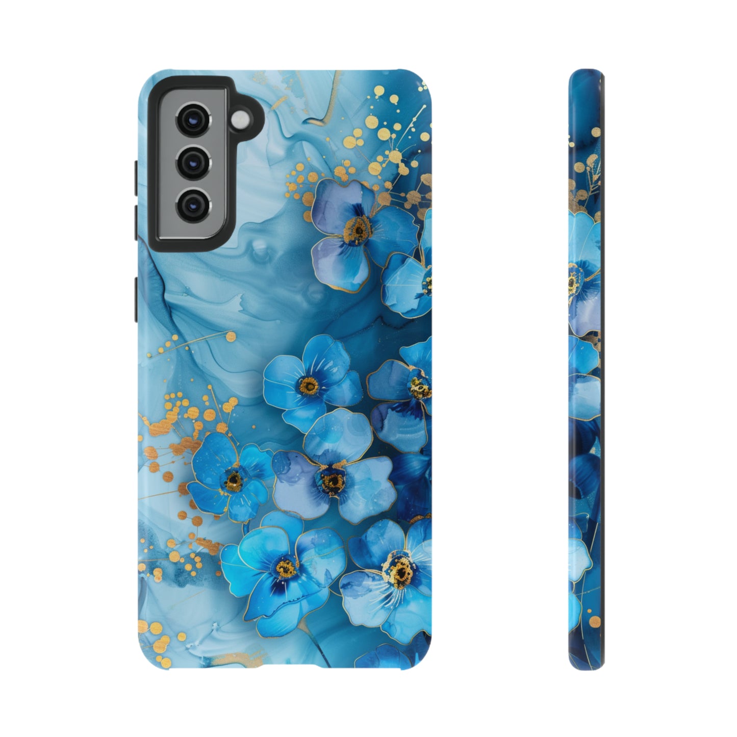 Forget Me Nots Gold Color Splash Floral Design Phone Case