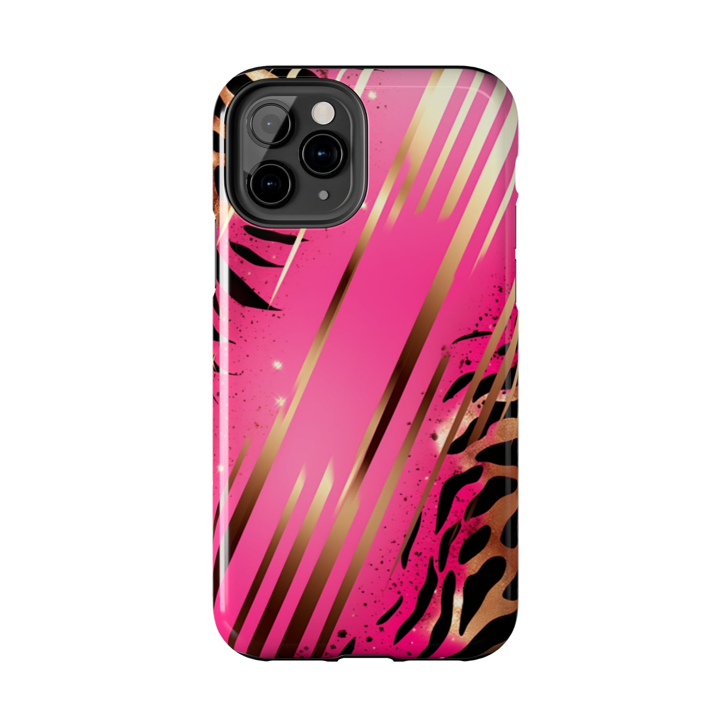 Elegant Wilderness: Pink & Gold Tiger Stripes | Mesmerizing Lush iPhone Case