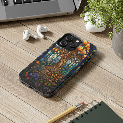 Tree of Life Stained Glass Style iPhone Tough Case | Embrace Nature's Harmony with Durable Elegance