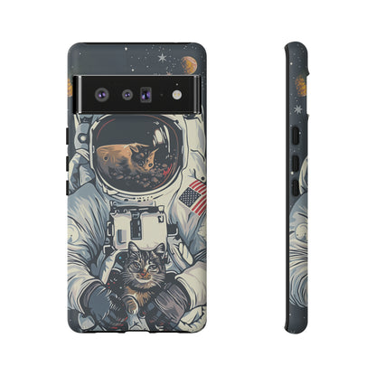 The Astronaut and the Cosmic Cat Phone Case