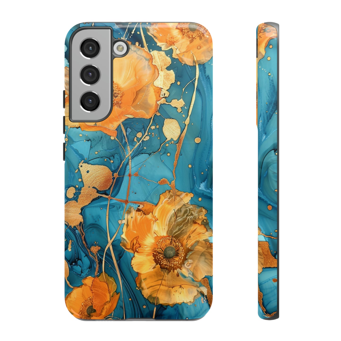 Gold Poppies Color Splash Floral Design Phone Case