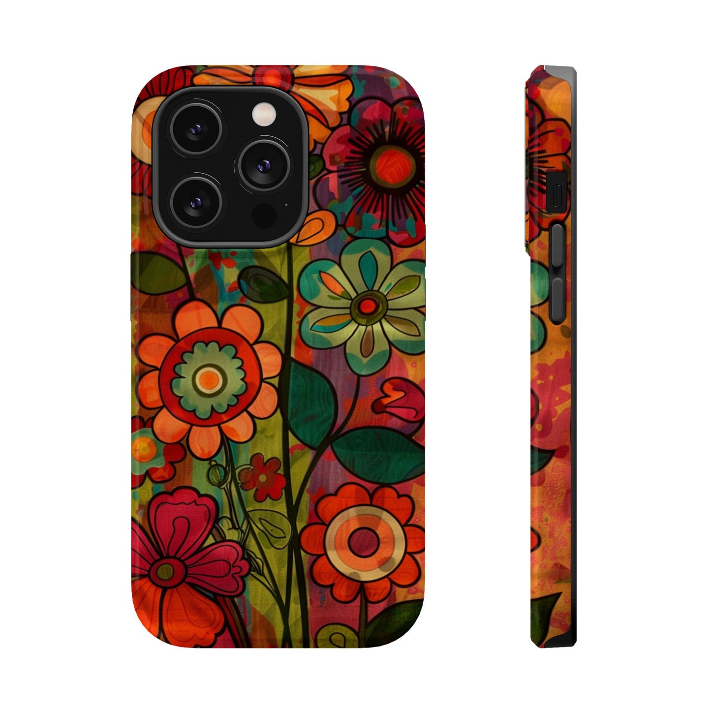 Retro Watercolor Abstract Floral Summer Style MagSafe Phone Case, iPhone 15 Case