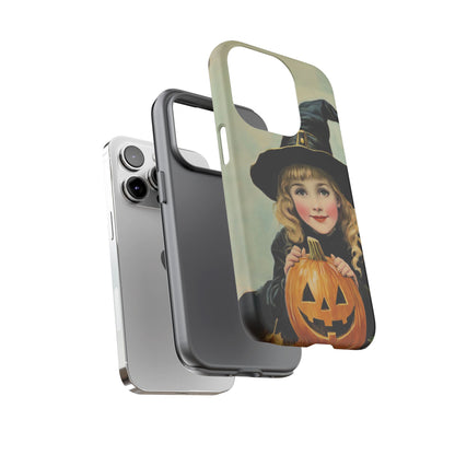 Vintage Halloween Card Witch and Jack-o'-lantern Phone Cover