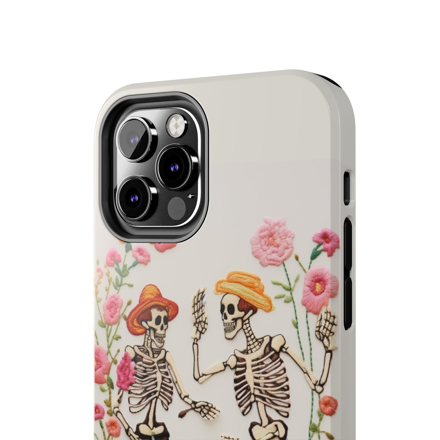 Dancing Halloween Skeletons Embroidery iPhone Case | iPhone X to iPhone 14 Pro Max