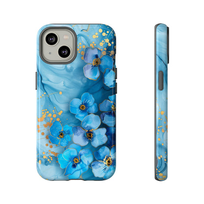 Forget Me Nots Gold Color Splash Floral Design Phone Case