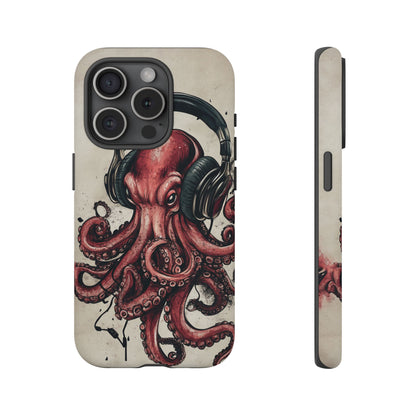 Retro Style Japanese Octopus Listening to Headphones Phone Cover