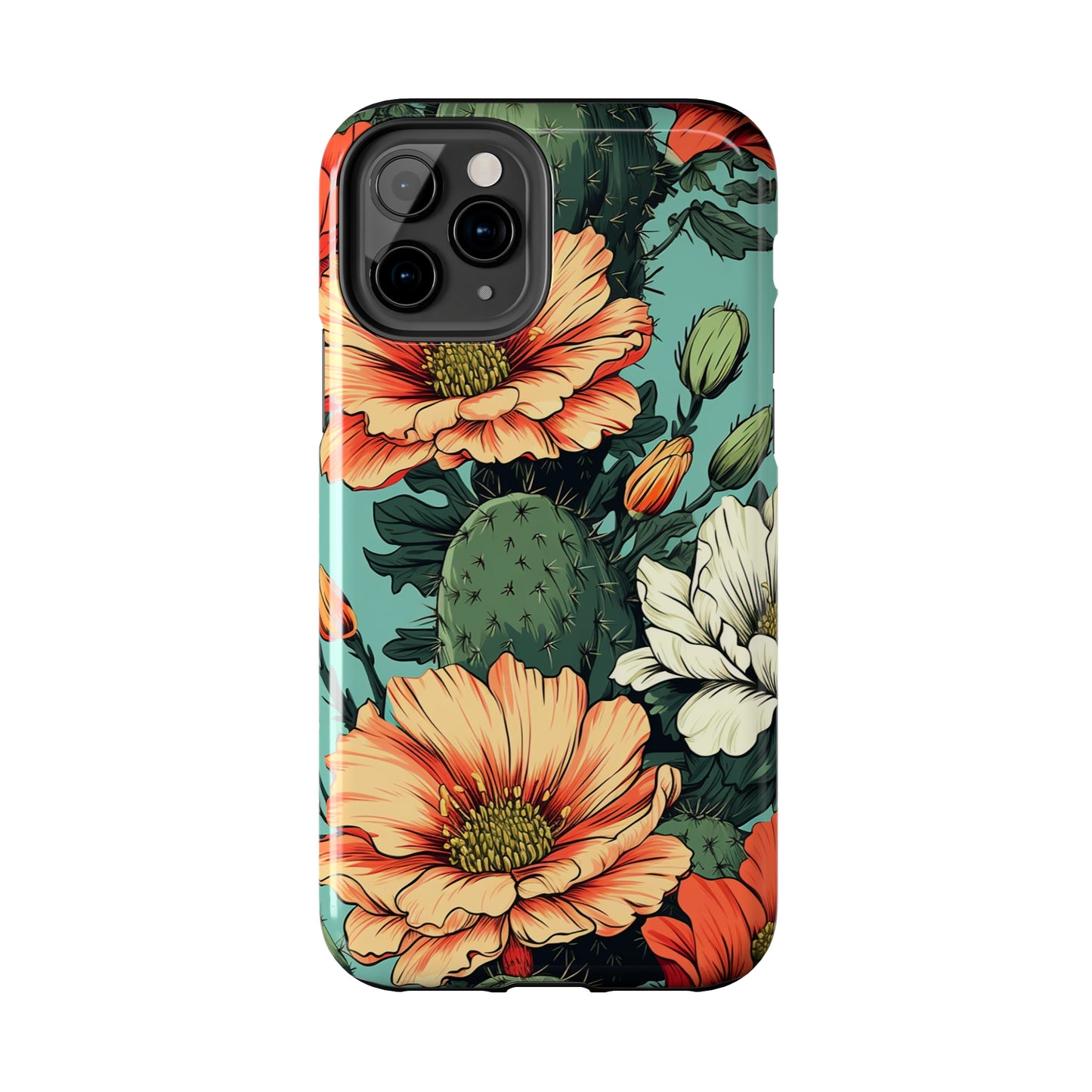 Desert Dream: Retro Vibe Cactus Tough iPhone Case