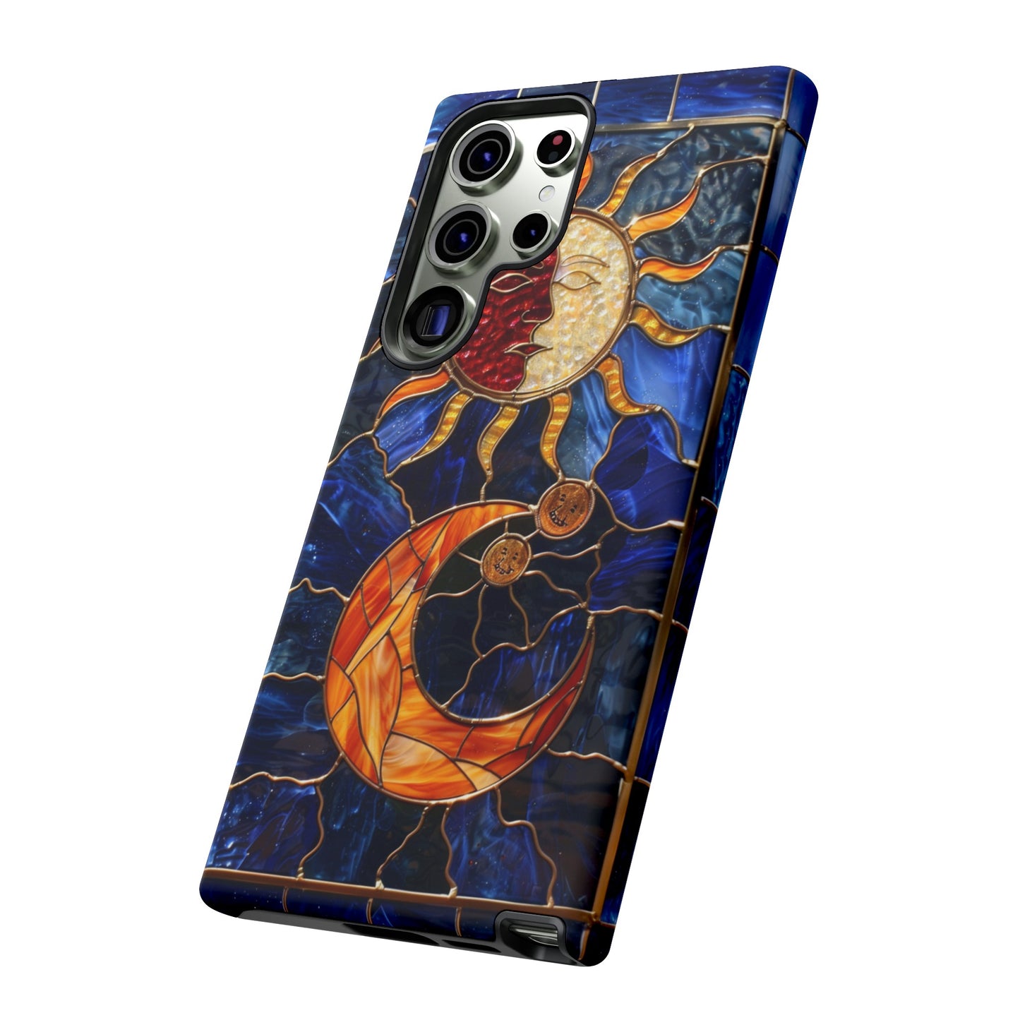 Celestial Stained Glass Moon and Stars iPhone 15 Case