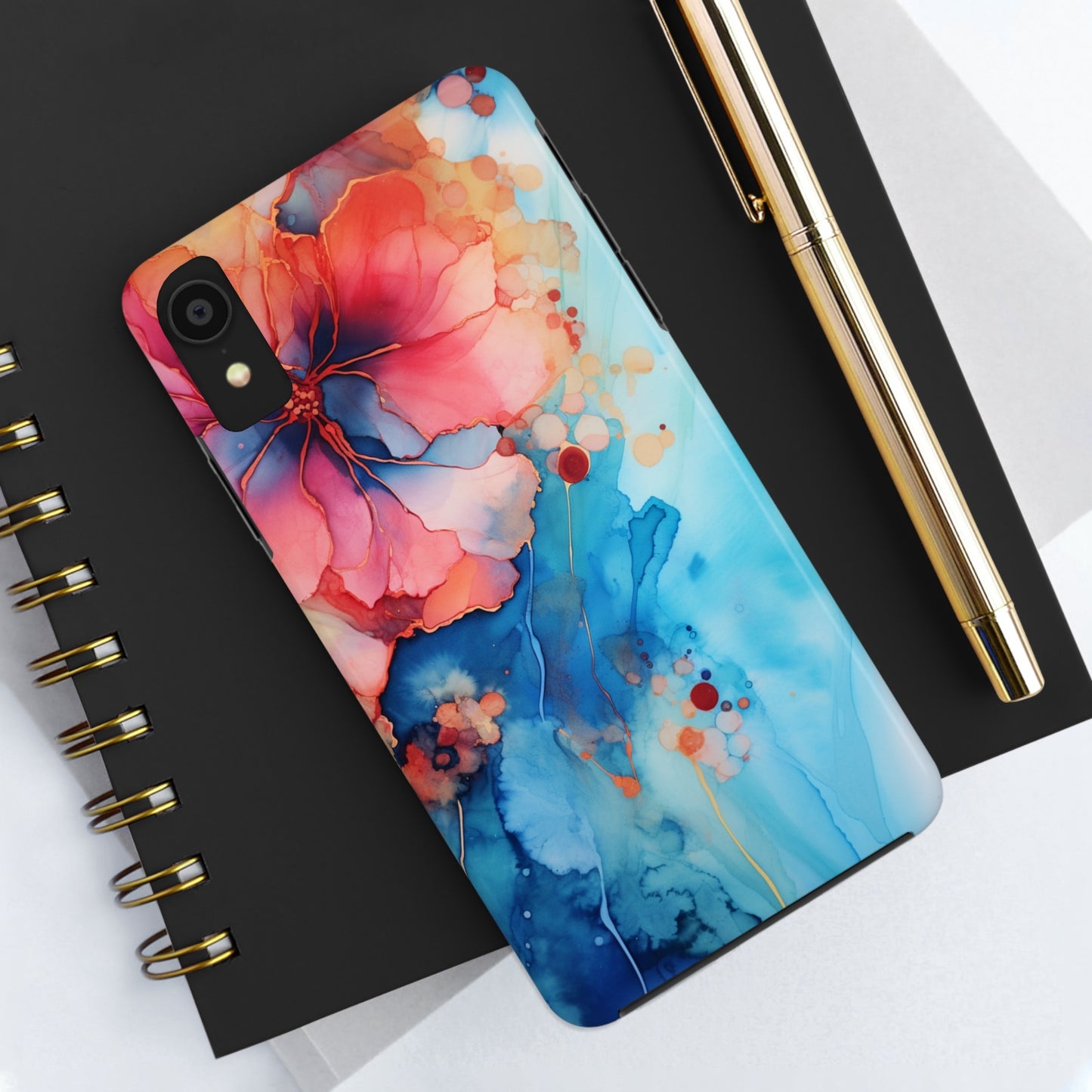 Marbled Floral Watercolor Phone Case | Embrace the Mesmerizing Multicolor Art