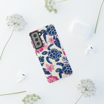 Undersea Floral Blue Sea Turtle Phone Case