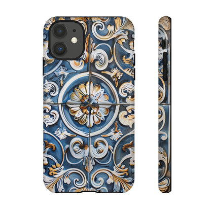 Azulejo Porcelain Blue & Creamy White Tile Mediterranean Design Phone Case