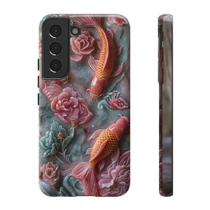 Pink Marble Fish Asian Jade Carving Koi Art Phone Case