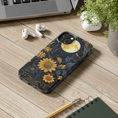 Starry Night Boho Meets Cottagecore: Floral Sun, Moon & Stars iPhone Case