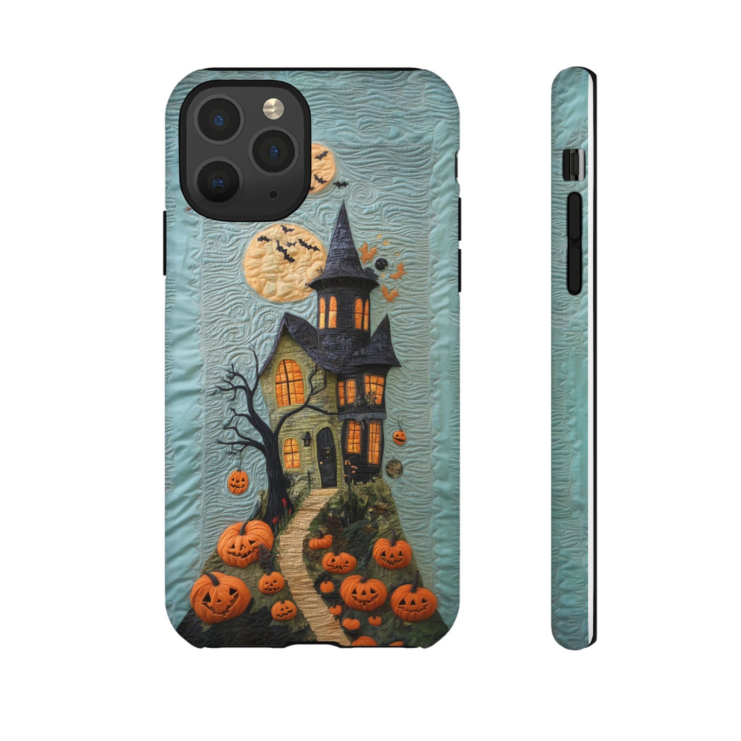 Halloween Haunted House Vintage Embroidery Style Phone Cover