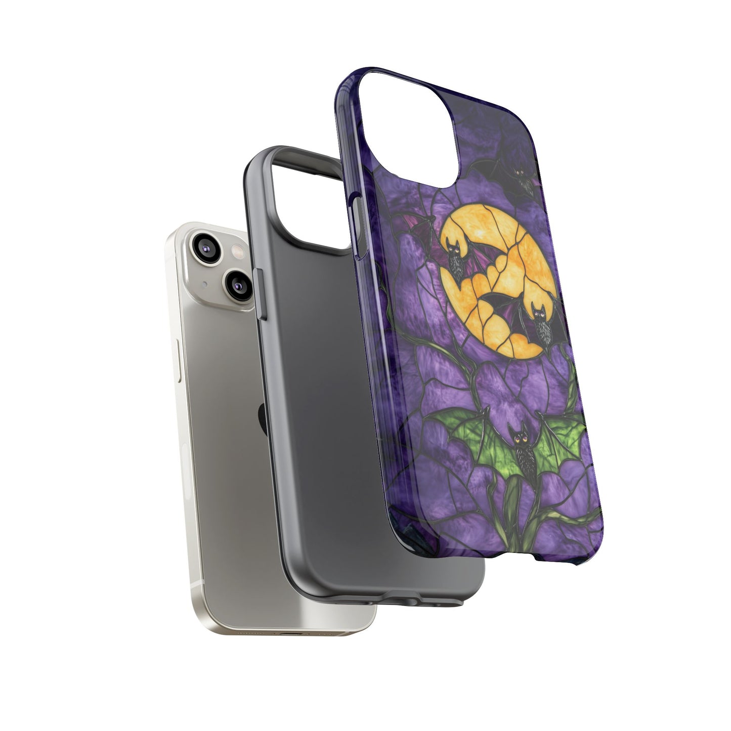 Full Moon Stained Glass Style Halloween Bats Phone Case