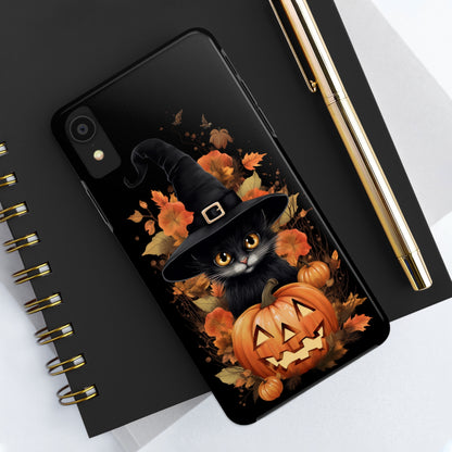 Trick or Treat Delight: Adorable Witch Cat Halloween Celebration | Whimsical iPhone Case