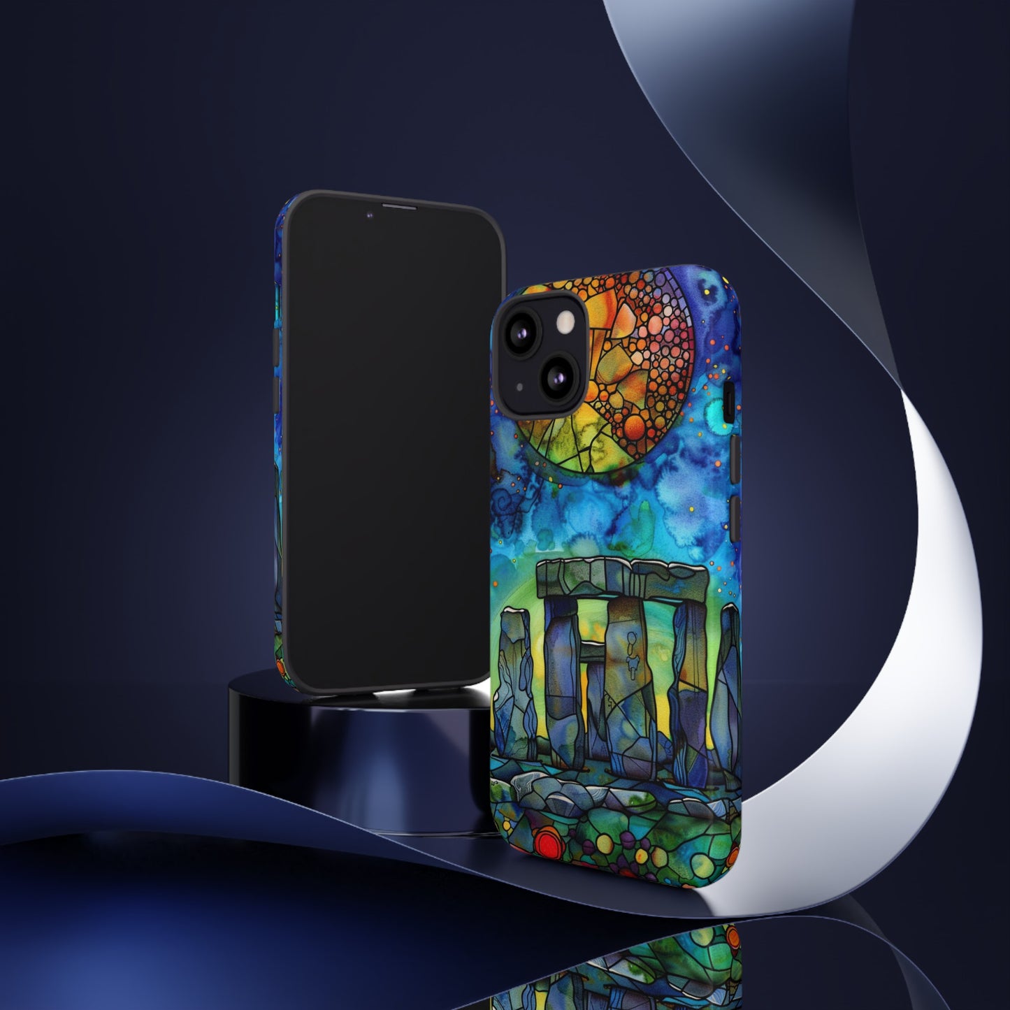 Stonehenge Neolithic Full Moon Stained Glass Watercolor Phone Cover