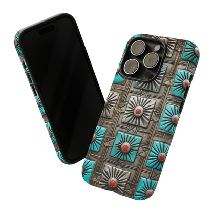 Vintage Navajo Native American Turquoise Concho Phone Case for iPhone 15, 14, 13, 12, 11 Pro Max, 14 Plus, iPhone XS Max, iPhone XR, iPhone 7, 8, 14, 15 Plus, SE