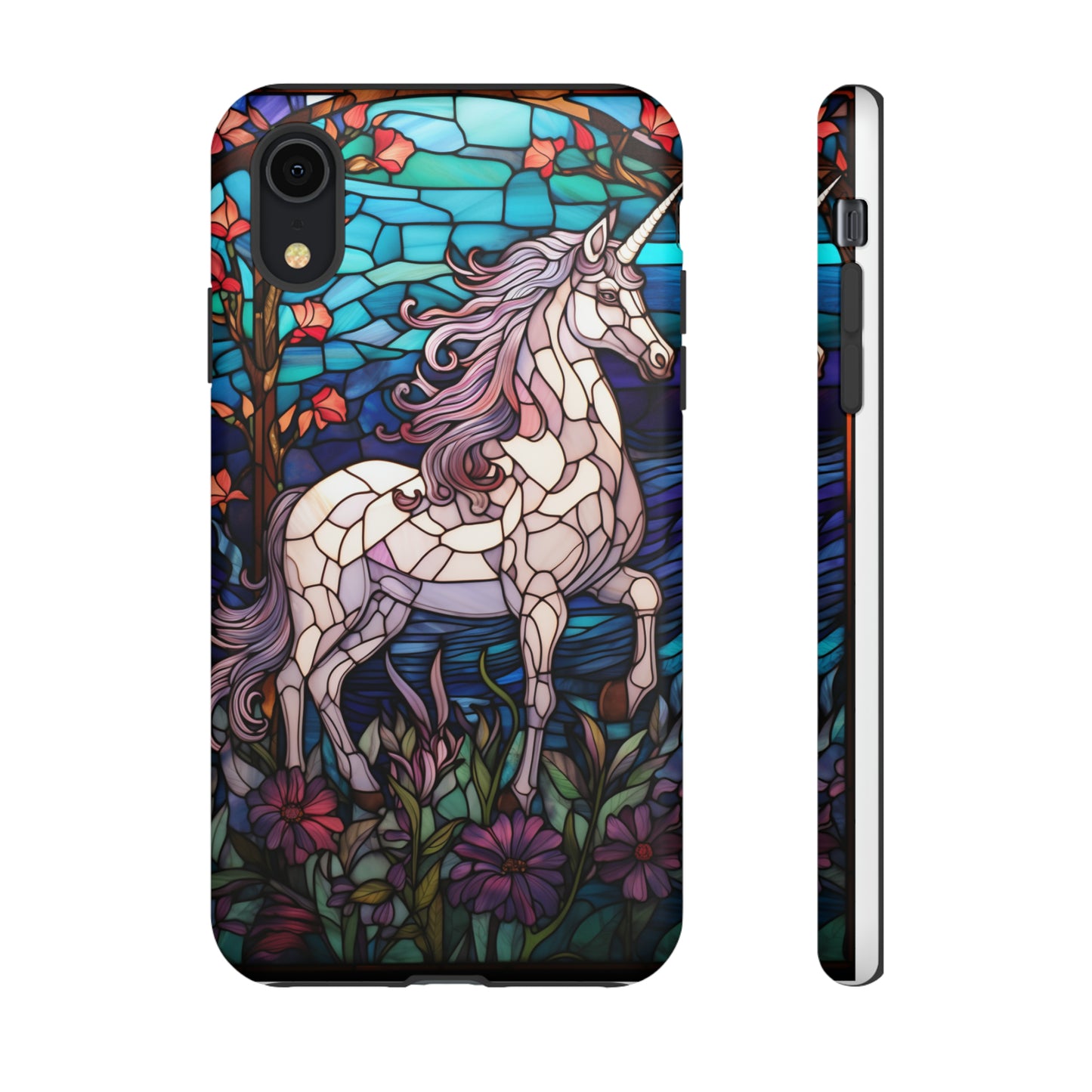 Unicorn Stained Glass iPhone, iPhone Case Retro Samsung Galaxy Phone Tough Case iPhone 15 14 Plus 13 12 7 8 Se Hippie Boho Style