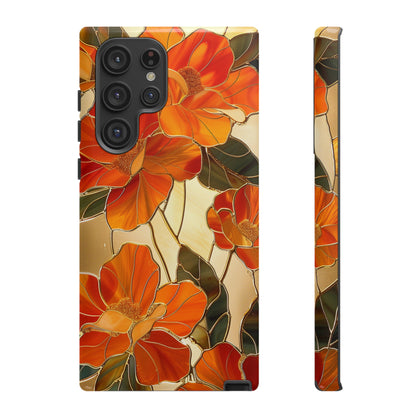 Orange Floral Phone Case Stained Glass Flower Aesthetic