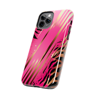 Elegant Wilderness: Pink & Gold Tiger Stripes | Mesmerizing Lush iPhone Case