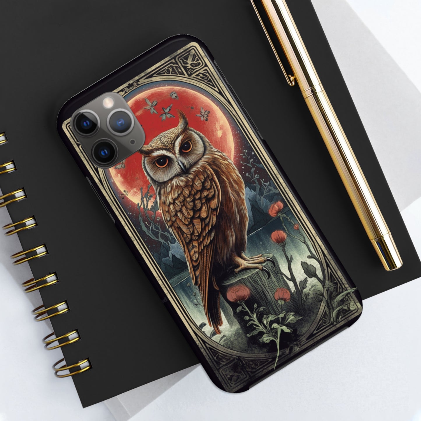 The Hermit Owl Tarot | Dark Academia Aesthetic Retro Tough iPhone Case | Embrace Mystical Vibes with Captivating Tarot Art and Reliable Protection