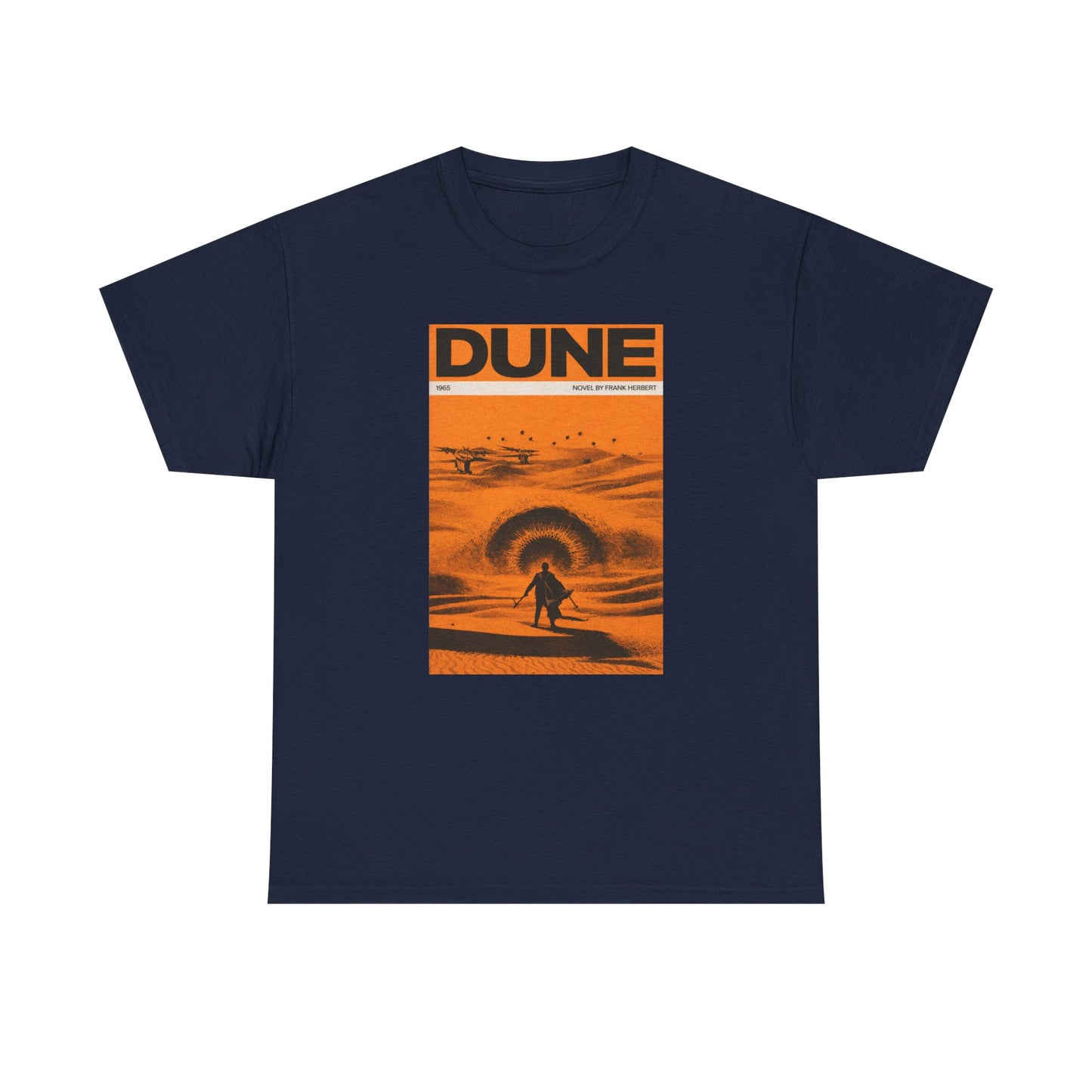 Retro Dune Sandworm Desert Sci Fi Book Cover Style T Shirt Epic Space Tee