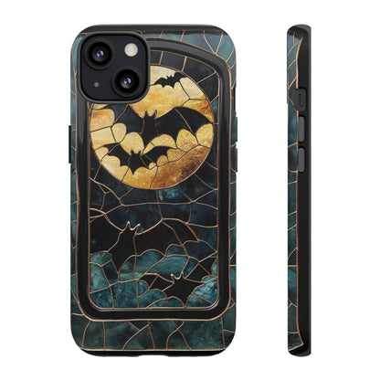 Halloween Phone Case Bats Stained Glass Style Spooky Moon Phone Cover