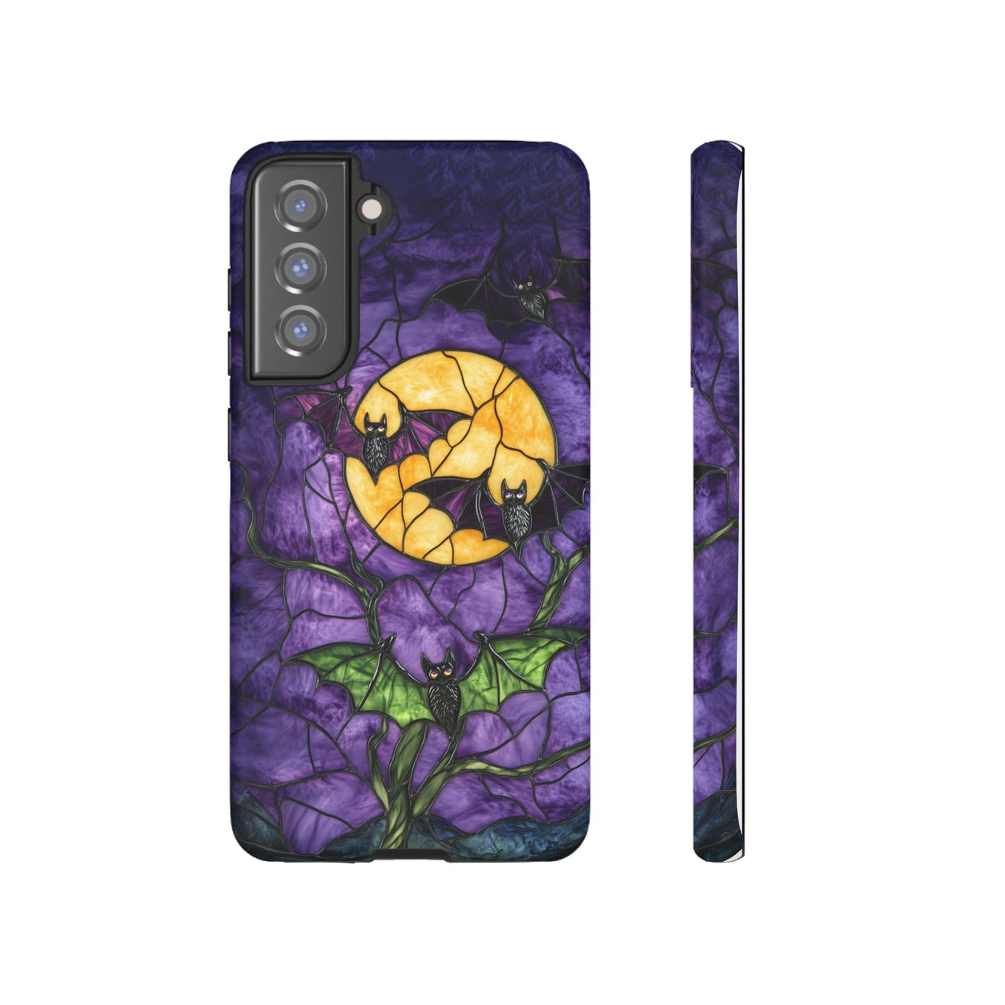 Full Moon Stained Glass Style Halloween Bats Phone Case