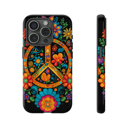 Peace Sign Embroidery Floral Hippie Style Phone Case