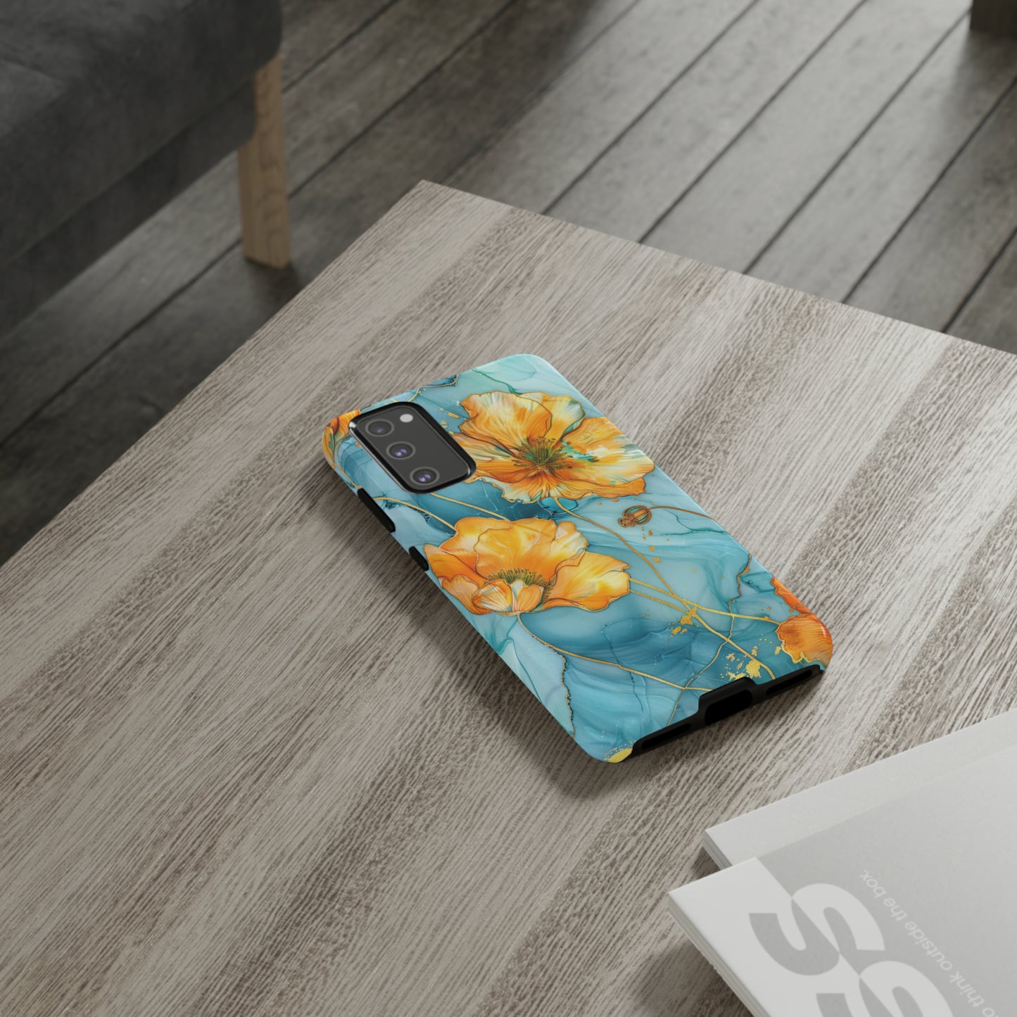 Gold Poppies Color Splash Floral Design Phone Case