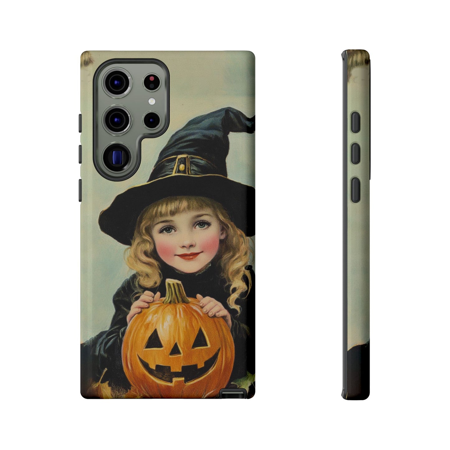 Vintage Halloween Card Witch and Jack-o'-lantern Phone Cover