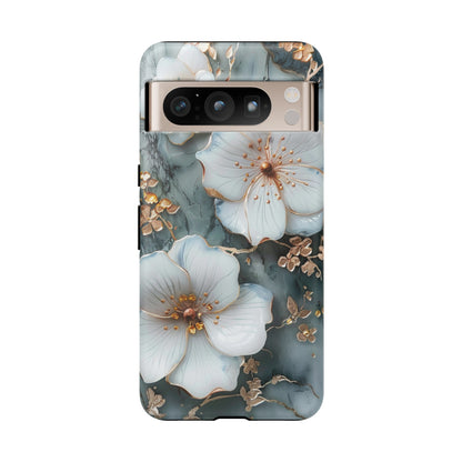 White Flower on Marble Stone  Phone Case