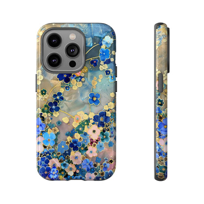 Forget Me Nots Gold Color Splash Floral Design Phone Case