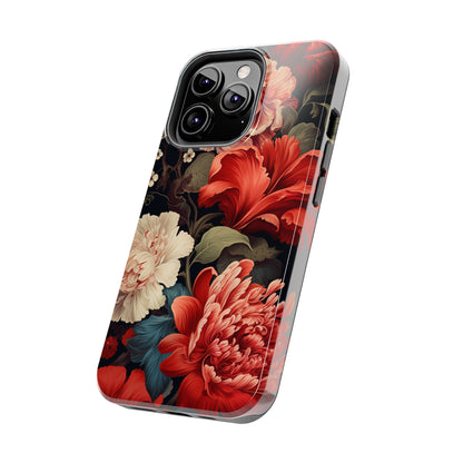 Vintage Floral Aesthetic Phone Tough Case Antique Print for iPhone 14 11 Pro 12 13 XR XS X 7+ 8 Boho Nature Flowers Cottage Core