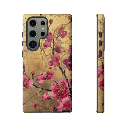 Pink Forget Me Nots Gold Floral Phone Case