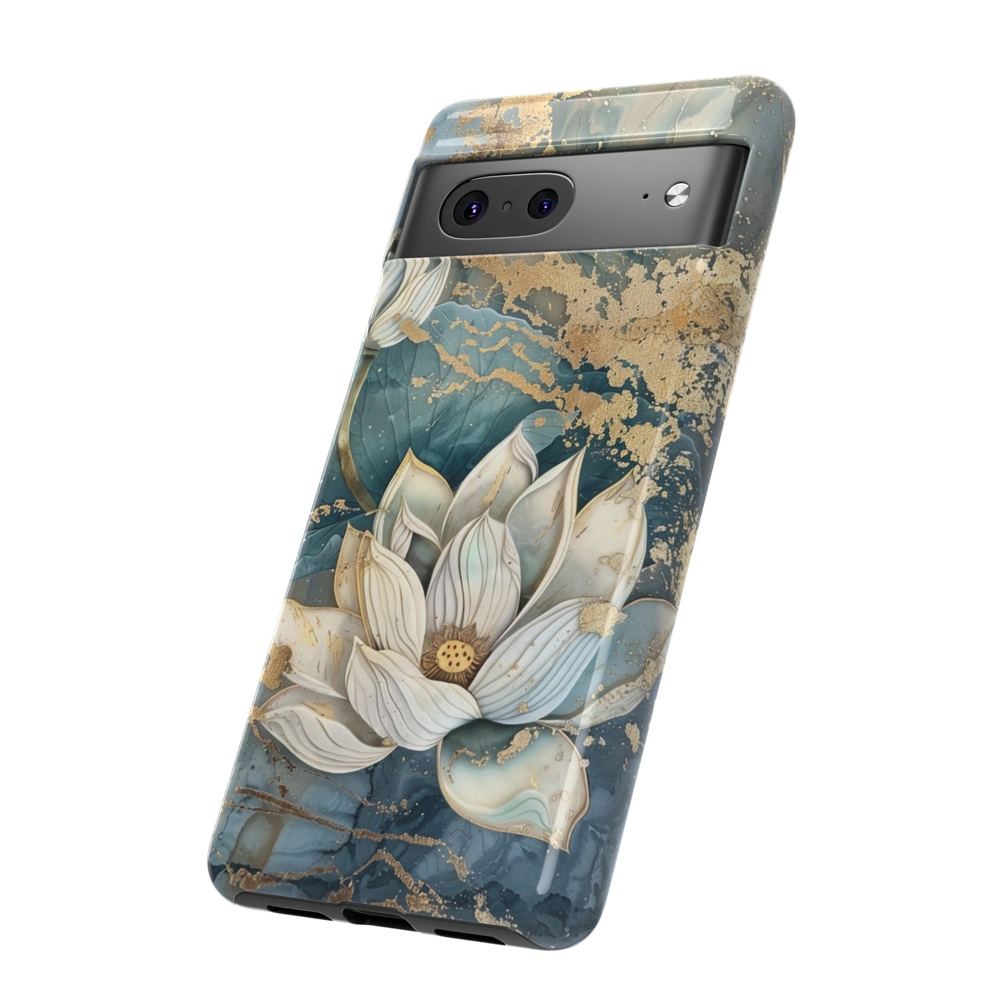 Zen Stained Glass Marble Lotus Floral Design Phone Case