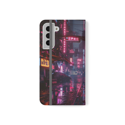 Cyberpunk City at Night Wallet Case