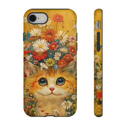 Cute Cat in Floral Garden Phone Case