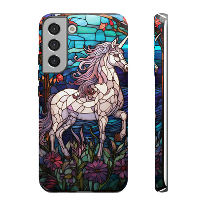 Unicorn Stained Glass iPhone, iPhone Case Retro Samsung Galaxy Phone Tough Case iPhone 15 14 Plus 13 12 7 8 Se Hippie Boho Style