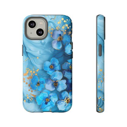 Forget Me Nots Gold Color Splash Floral Design Phone Case