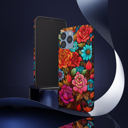 Stained Glass Tough iPhone Case | Trippy Psychedelic Flowers Floral Aesthetic Retro iPhone 14 Plus 13 12 7 8 Se Trendy Hippie Boho