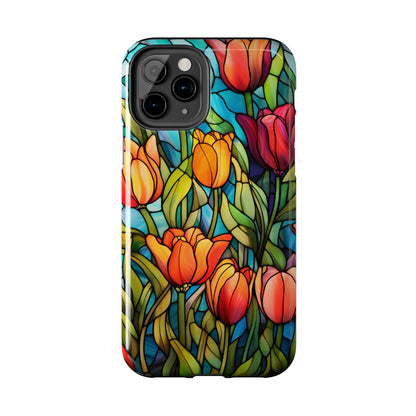 Stained Glass Tulip Floral Aesthetic iPhone Case | Embrace the Beauty of Nature in Full Bloom