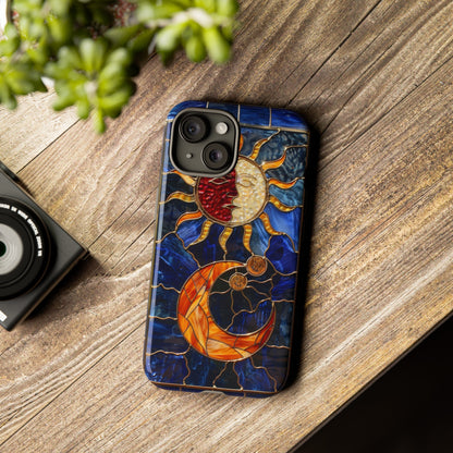 Celestial Stained Glass Moon and Stars iPhone 15 Case